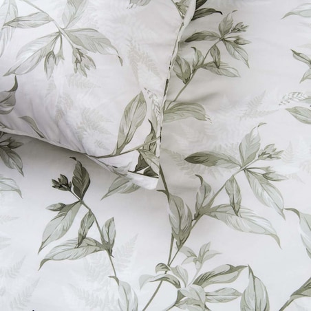 Pościel bawełniana 160x200 Verdea w zielone liście i kwiaty, Cottonlove