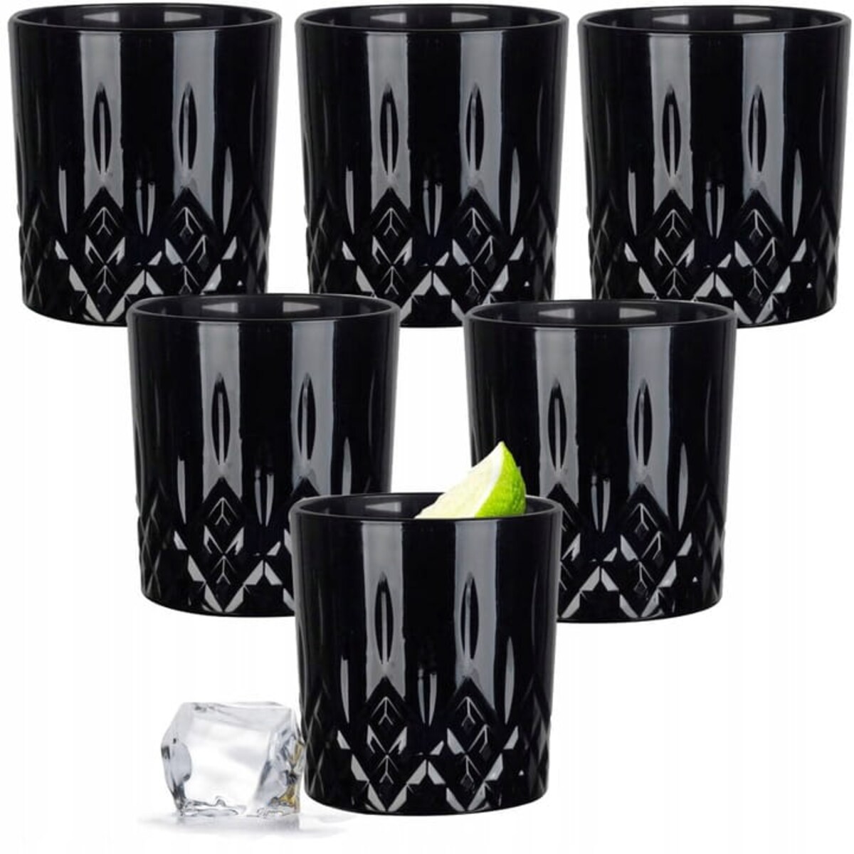 Szklanki do Whisky Drinków 250 ml Zestaw 6 szt Grube Czarne na Prezent