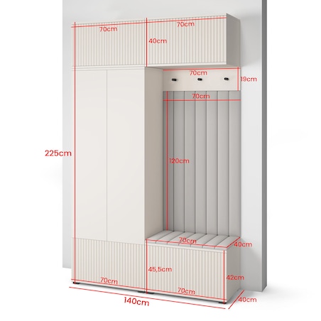 Garderoba frezowana do przedpokoju Ritmo wersja 2 Trinity 19 kaszmir
