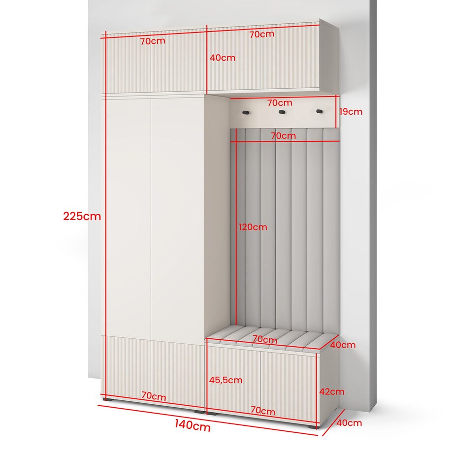 Garderoba frezowana do przedpokoju Ritmo wersja 2 Trinity 19 kaszmir