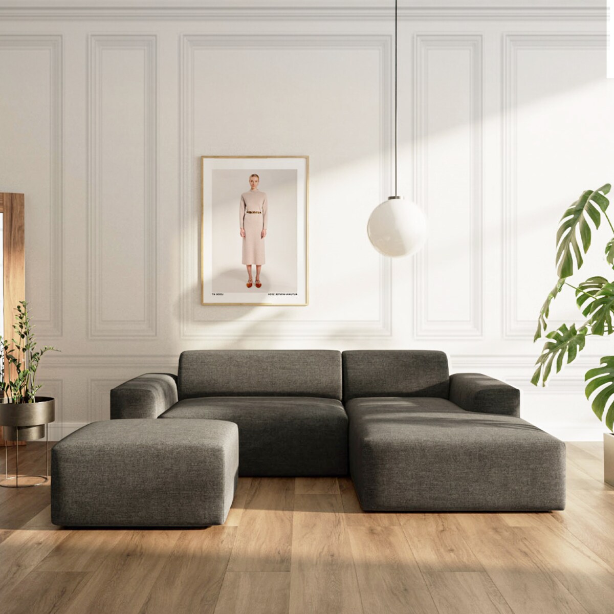 Villet Sofa narożna prawa antracytowa