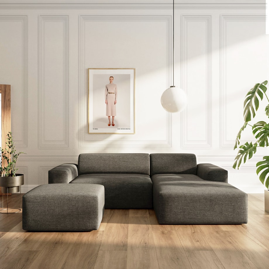 Villet Sofa narożna prawa antracytowa