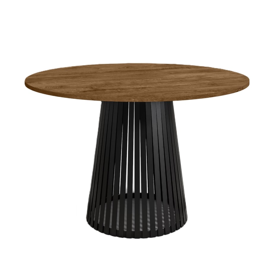 Stół okrągły VIV z lamelami do jadalni , salonu, blat 75 cm - dąb lefkas