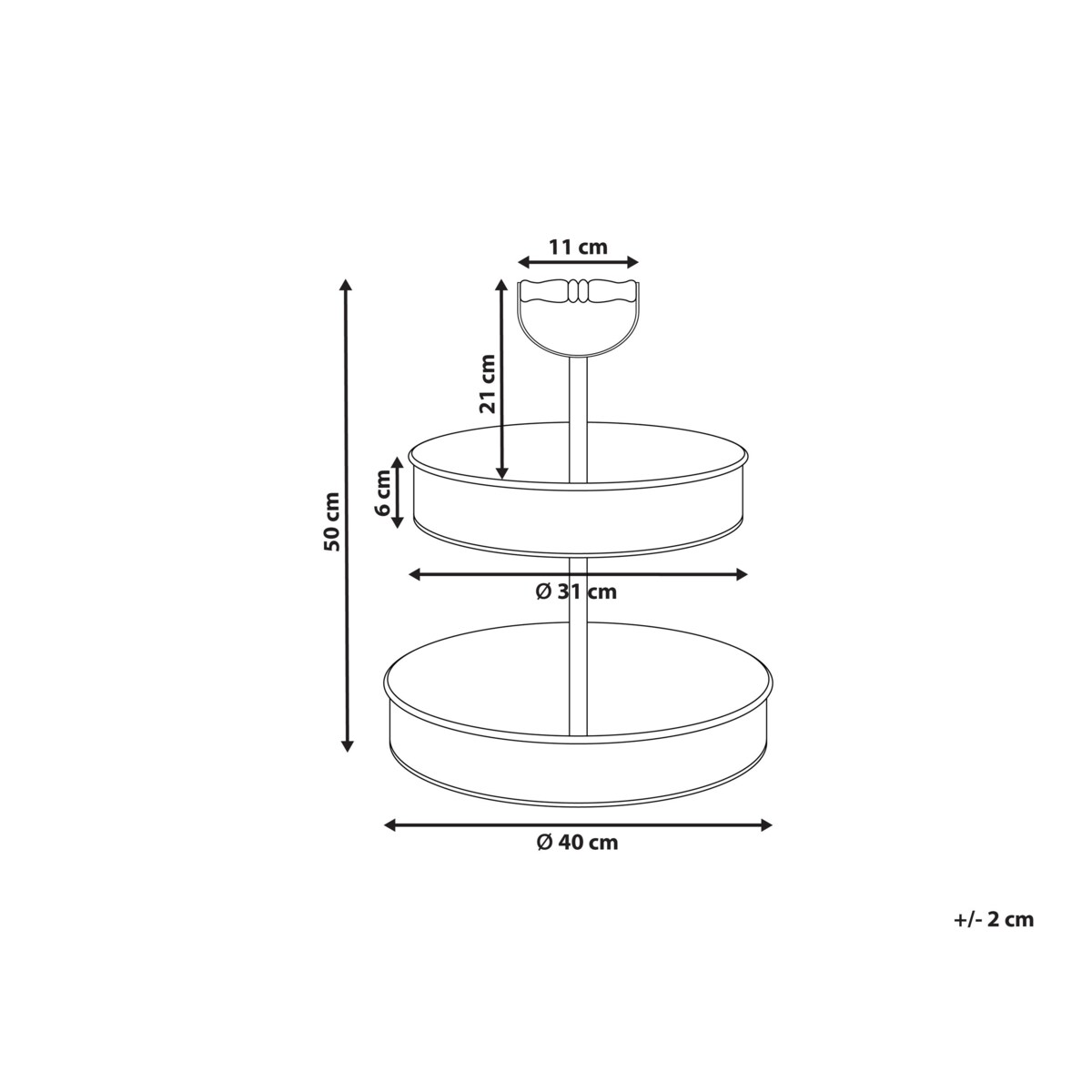 2-poziomowa patera na ciasto KOUIGN Srebrny