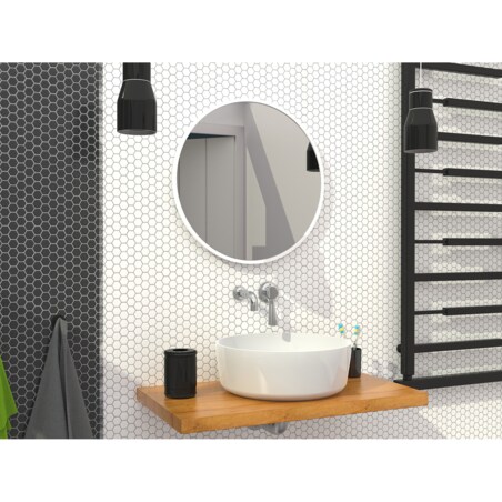 Lustro okrągłe - białe - 60 cm