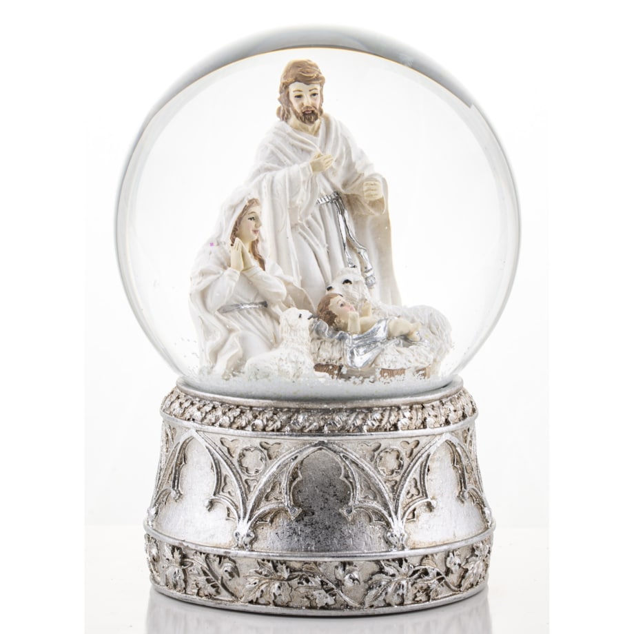 Szklana kula 17x11x11 cm BEBOLITO srebrna dekoracja