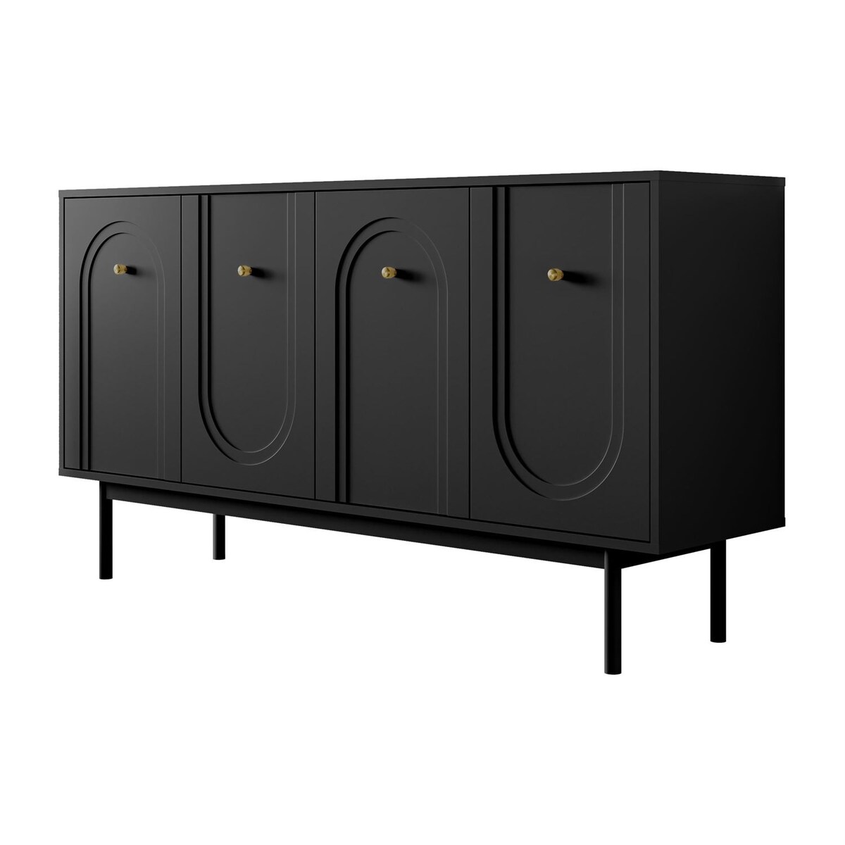 Komoda LIBERTY 4D na drewnianych nóżkach, czarna