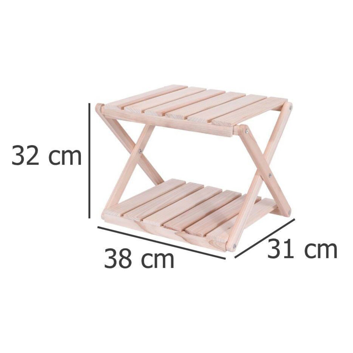 Taboret drewniany podwójny, 38 x 31 x 32 cm, stołek