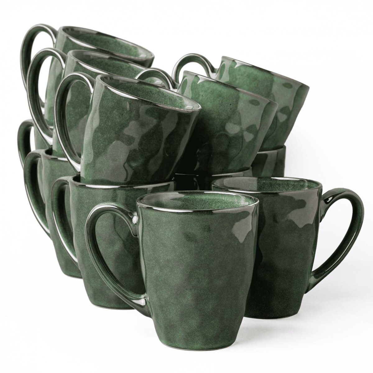 Zestaw kubków Uminami zielony dla 12 osób Nowoczesny Do zmywarki Komplet