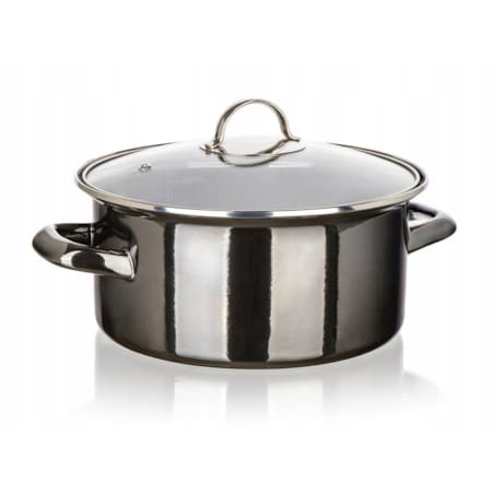 Garnek emaliowany BANQUET METALIC Czarny 22cm, 3,75 L DO GOTOWANIA niski