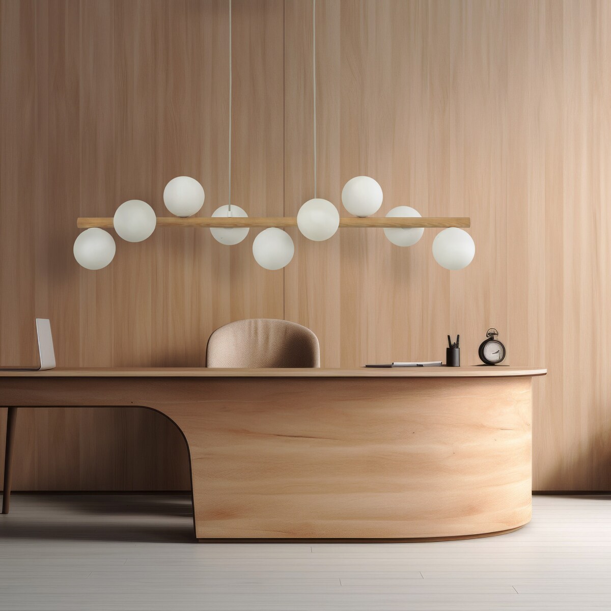 Lampa wisząca ESTERA WOOD 5906 TK Lighting 9xG9 biała drewno 117 cm regulowana do jadalni i kuchni