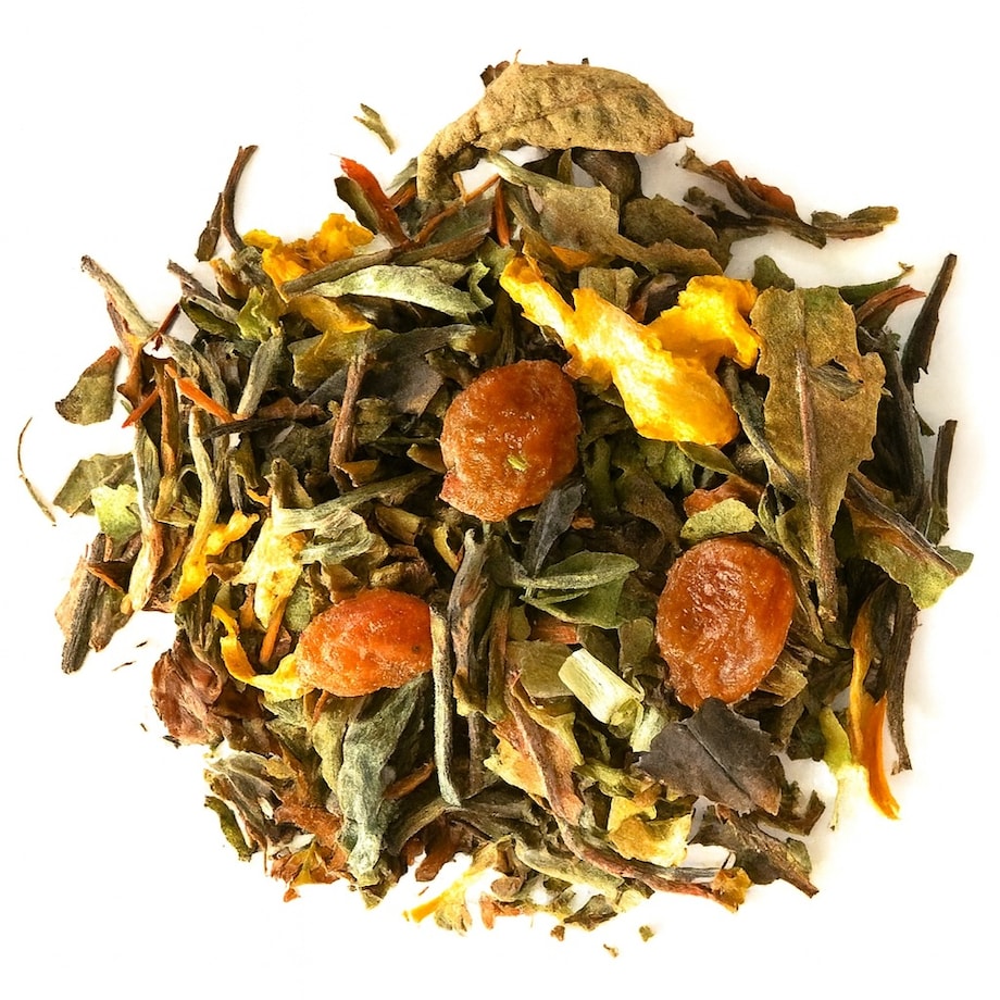 Herbata biała BIAŁA DAMA rodzynki ananas dziewanna kwiat pomarańczy 80g