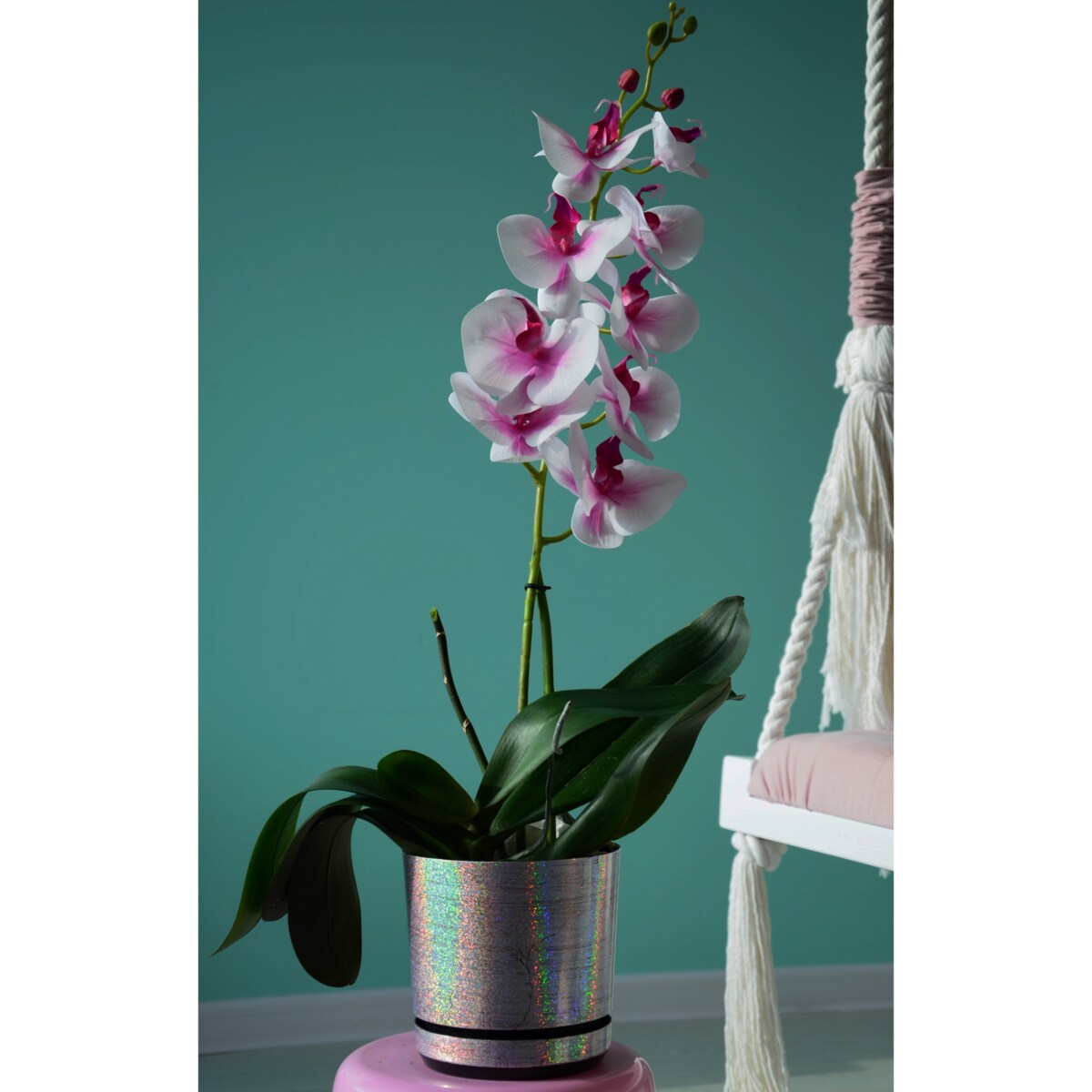 18 cm piękny wzór KSIĘŻYCOWY BLASK srebrna niezwykły tęczowy efekt holograficzne drobinki mieniąca brokatowa