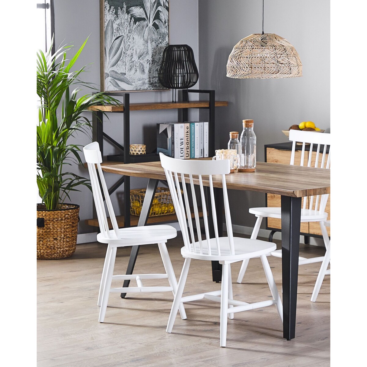 Zestaw 2 krzeseł do jadalni BURGES Drewno Biały