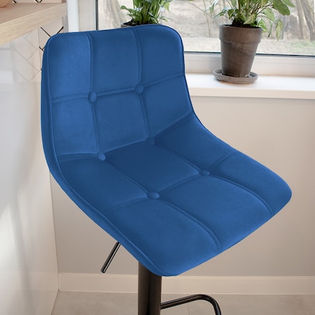 Hoker regulowany krzesło barowe tapicerowane welurowe granatowe