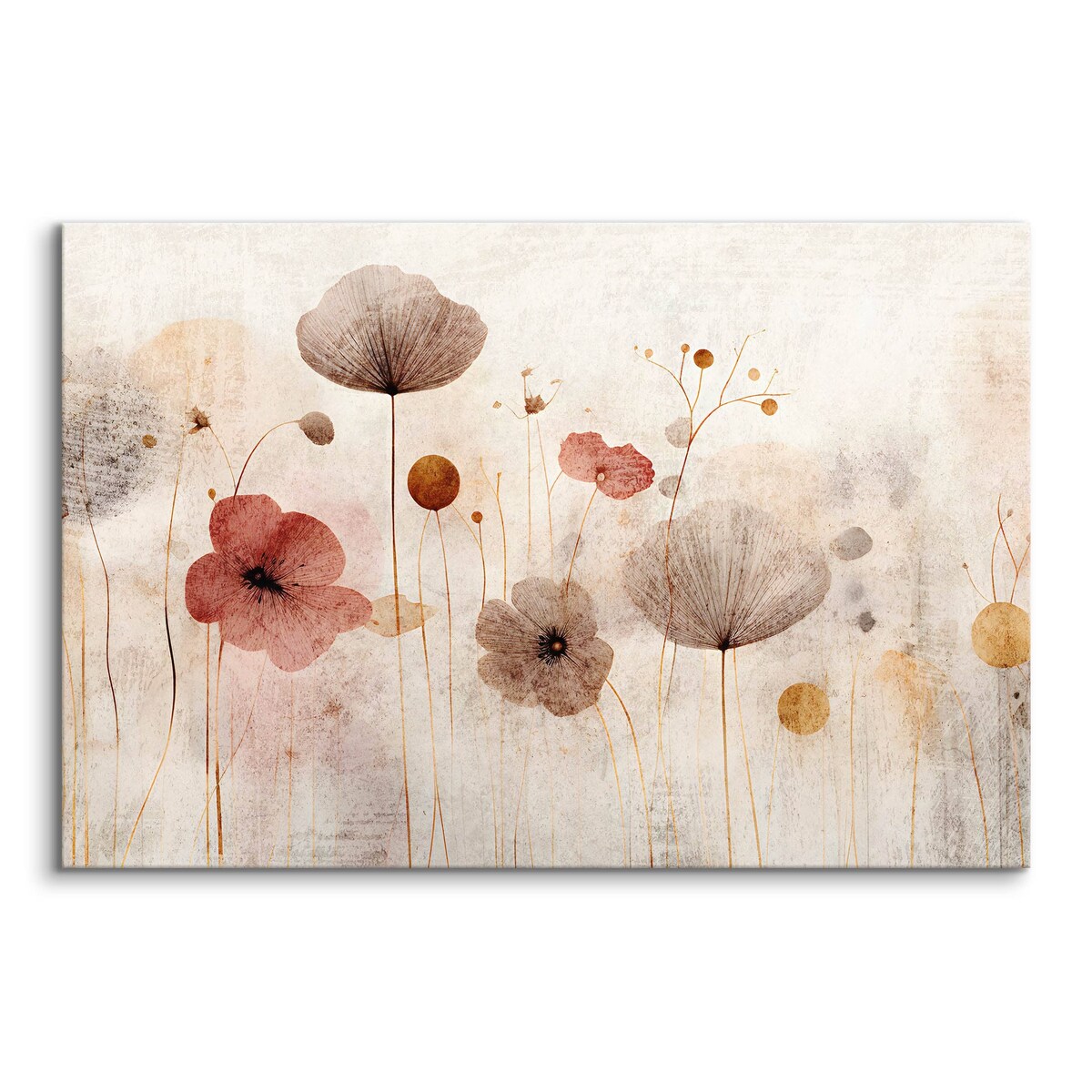 Obraz Canvas Do Salonu Polne Kwiaty Maki Styl Vintage Abstrakcja 120x80cm