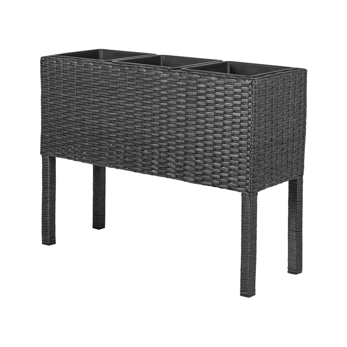 Donica kwietnik z technorattanu czarna CARAGANA