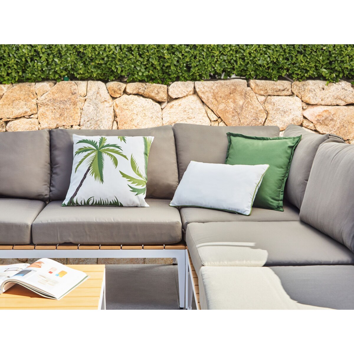 Zestaw 3 poduszek ogrodowych SEASIDE Wzór roślinny Zielony