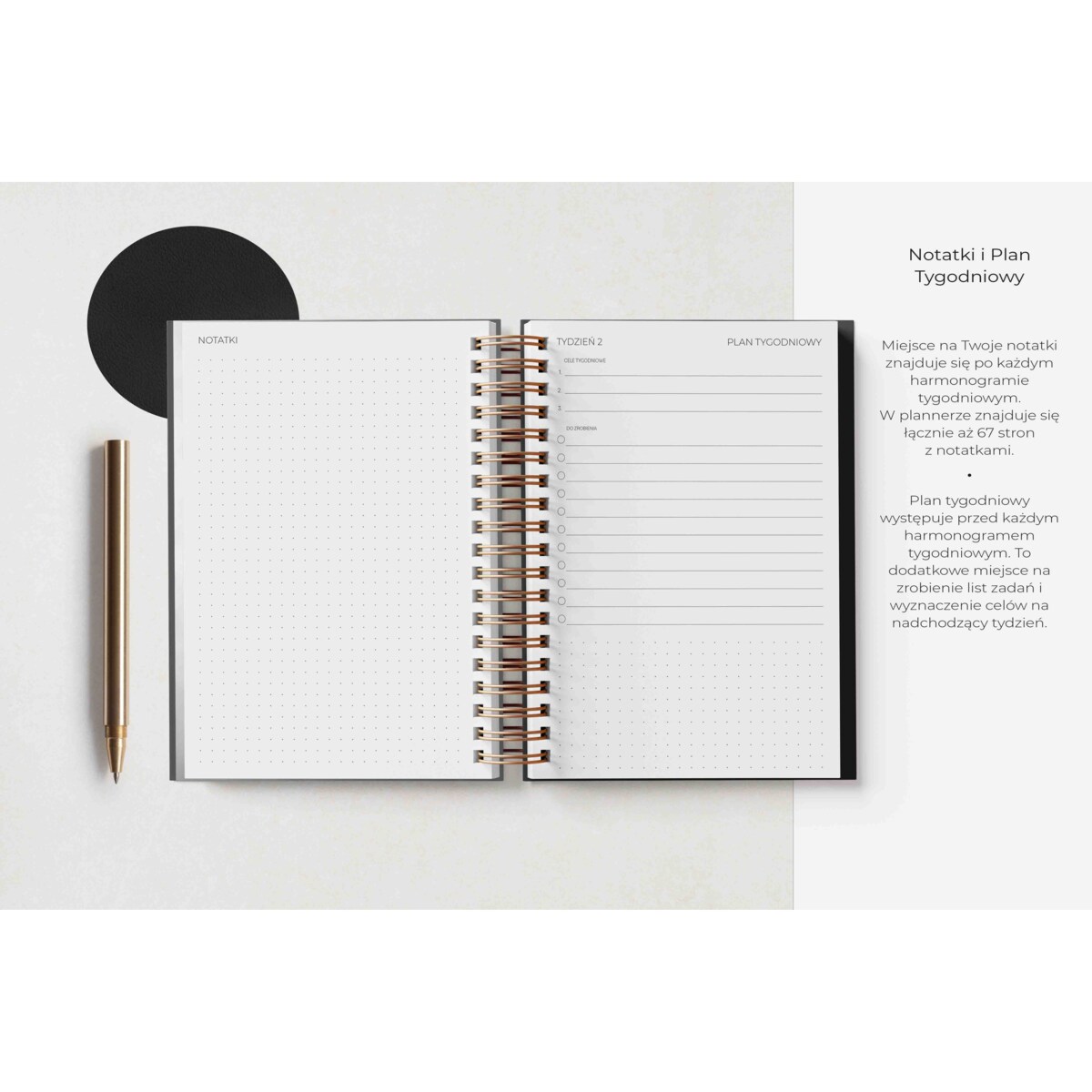 Planner dzienny na spirali 2025 – Sombre