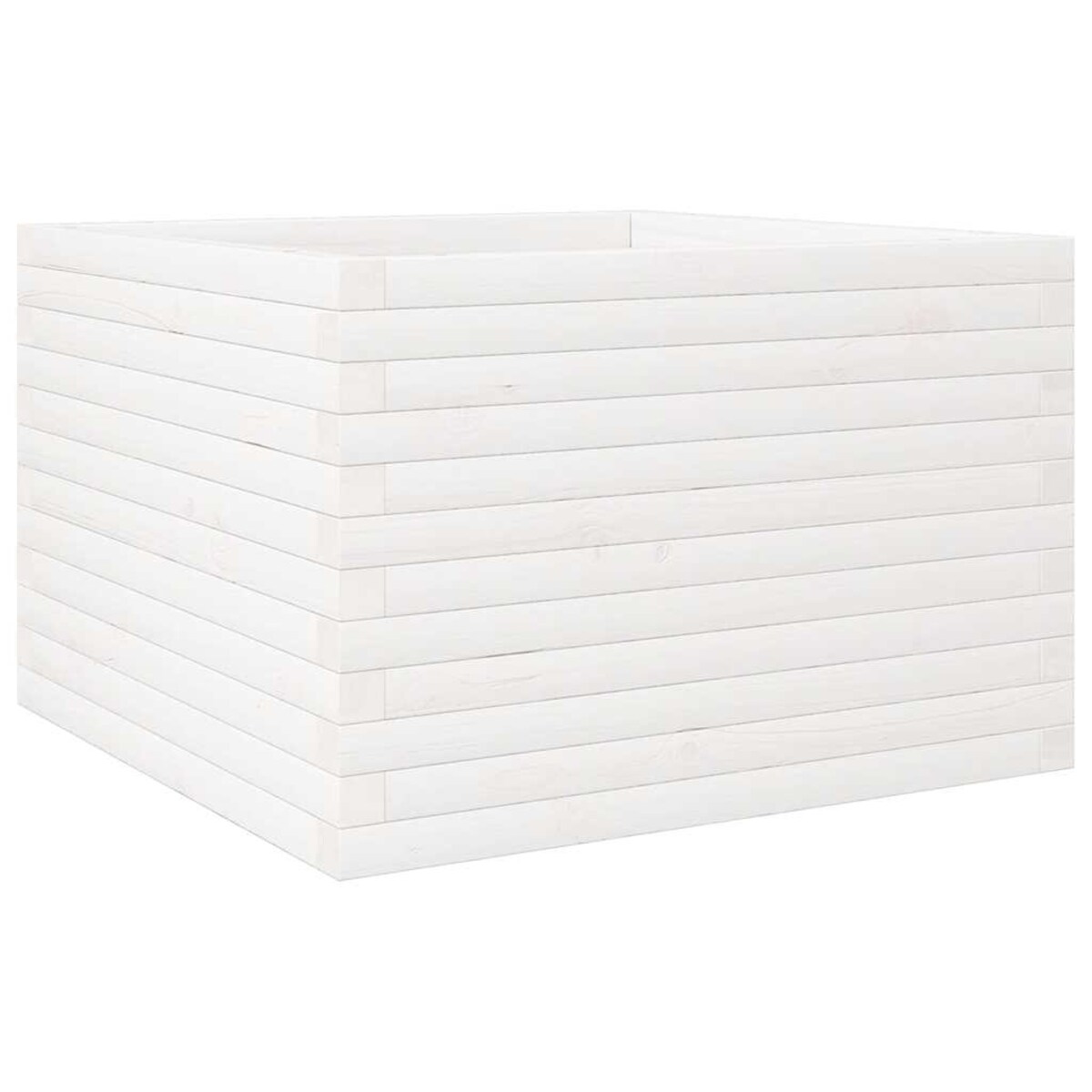 vidaXL Donica ogrodowa, biała, 70x70x46 cm, lite drewno sosnowe