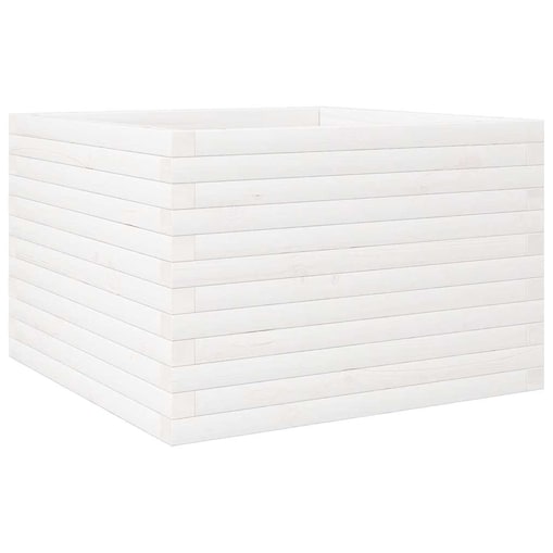 vidaXL Donica ogrodowa, biała, 70x70x46 cm, lite drewno sosnowe