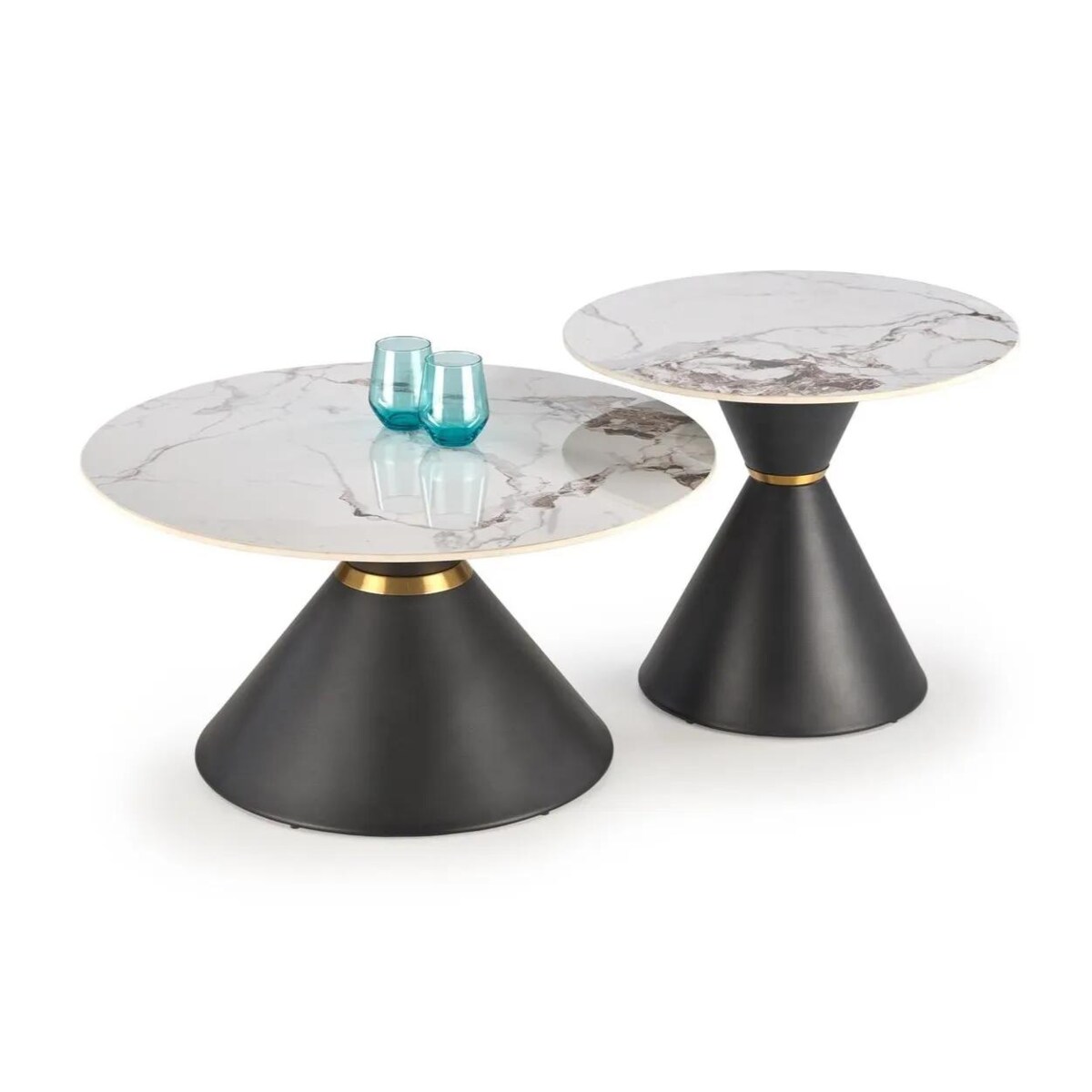 Stolik kawowy GORETTI 80x80 biały marmur/czarny