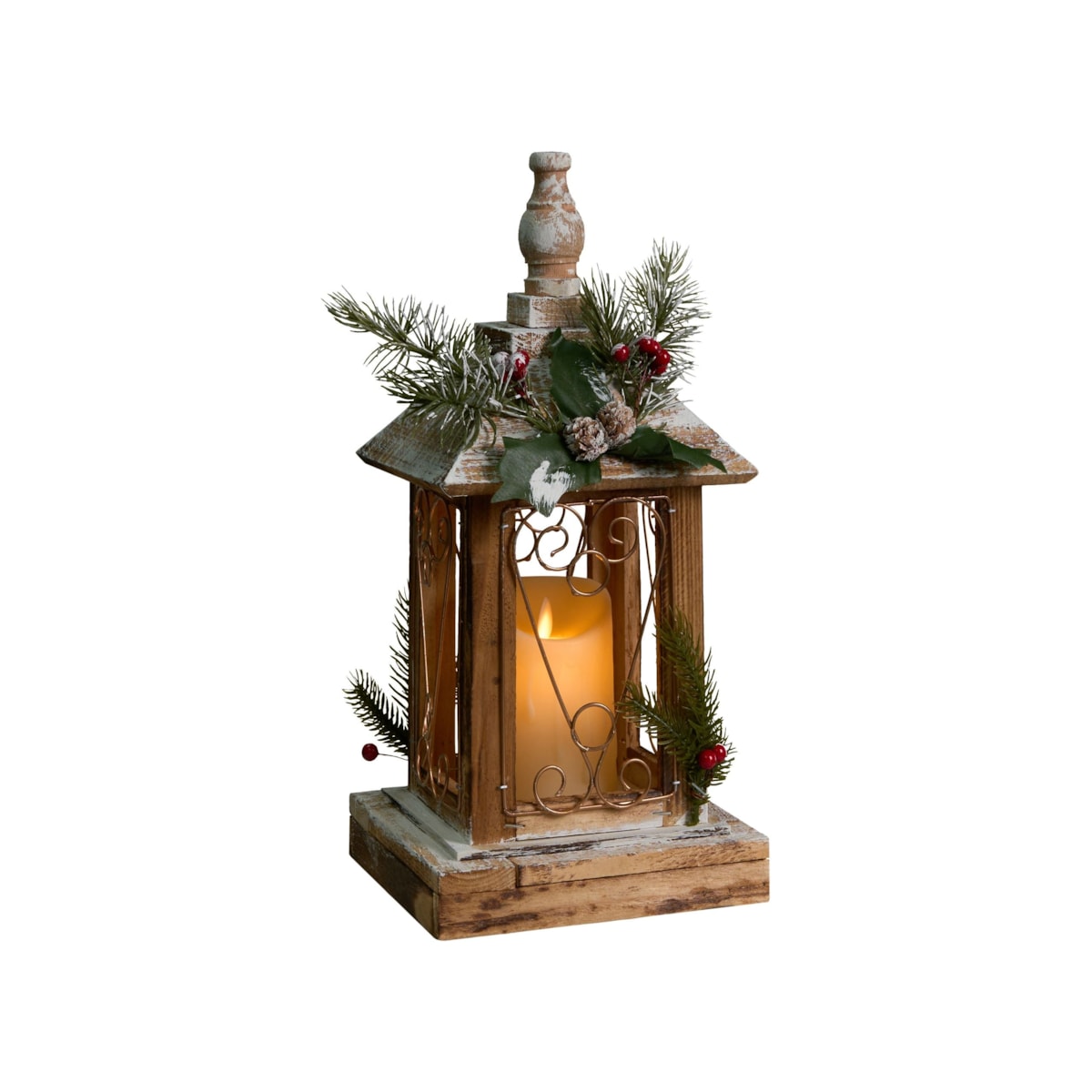 Lampion LED LED SAIMA Wzór świąteczny 40 cm Ciemnobrązowy