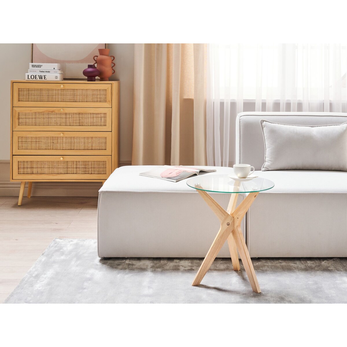 Stolik pomocniczy VALLEY Szkło hartowane Jasnobrązowy