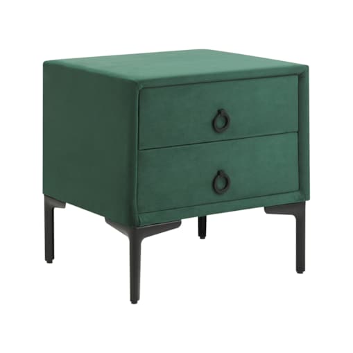 Szafka nocna welurowa zielona SEZANNE