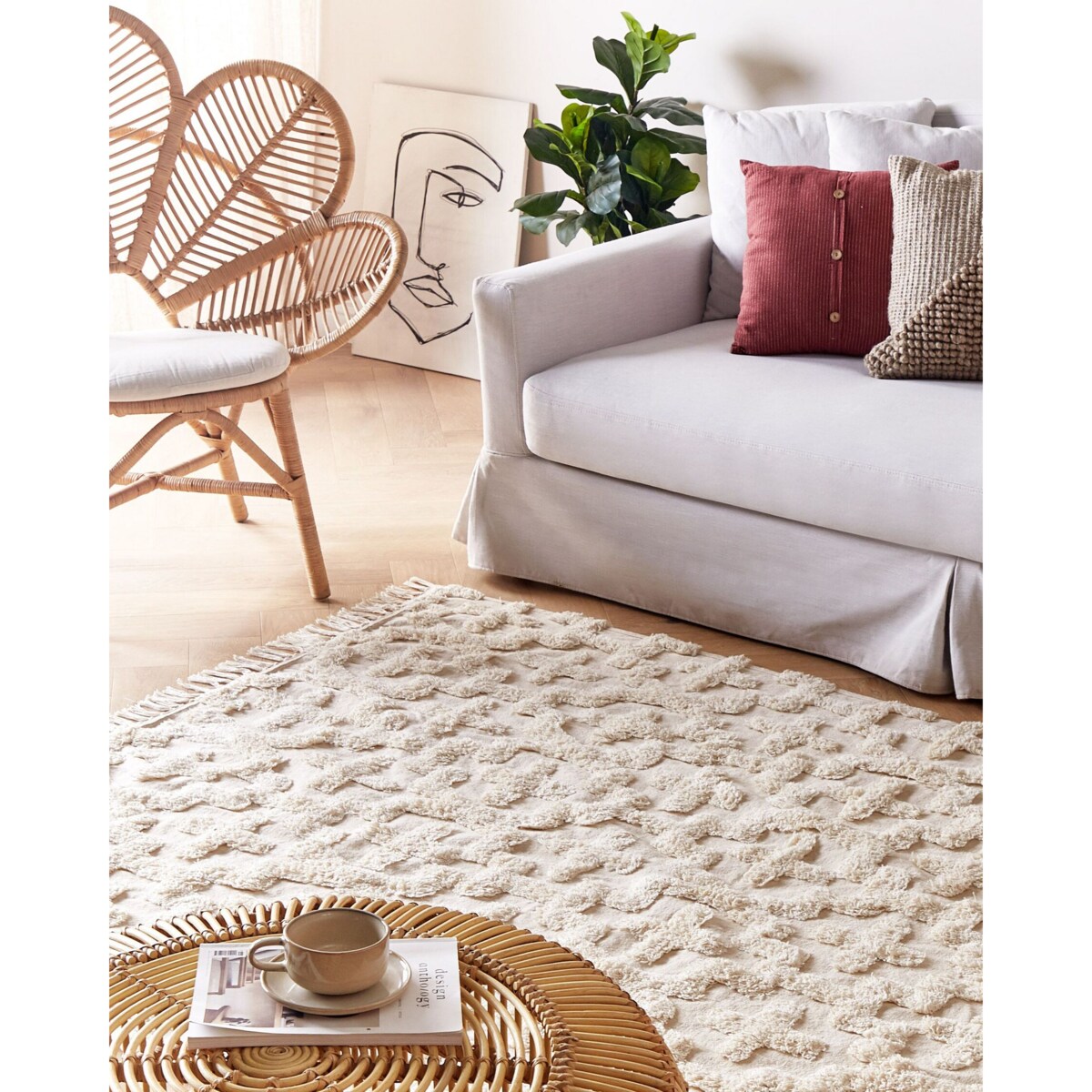 Dywan bawełniany 140 x 200 cm beżowy ITANAGAR