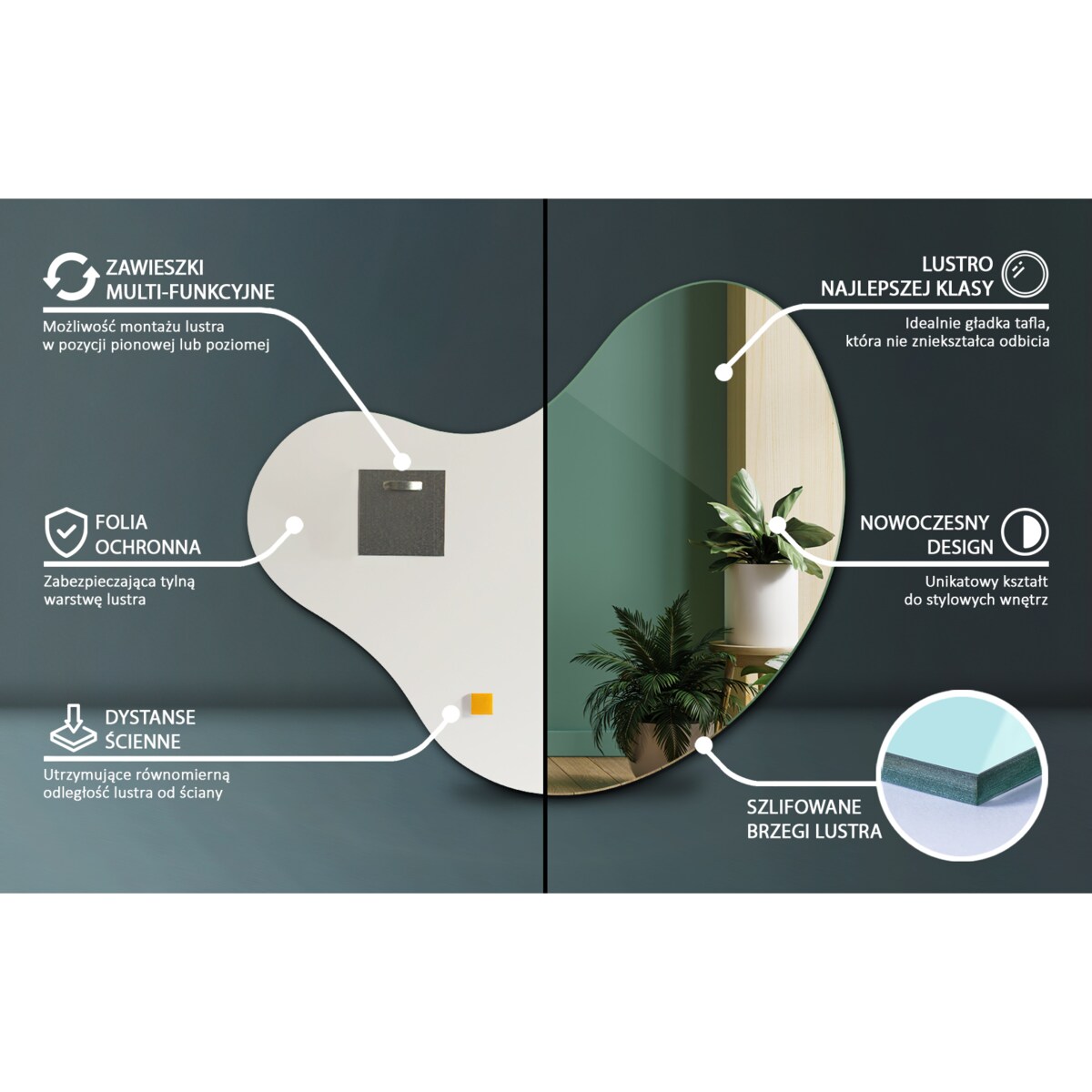 Lustro o płynnym kształcie XXL 77,3x76,6 cm