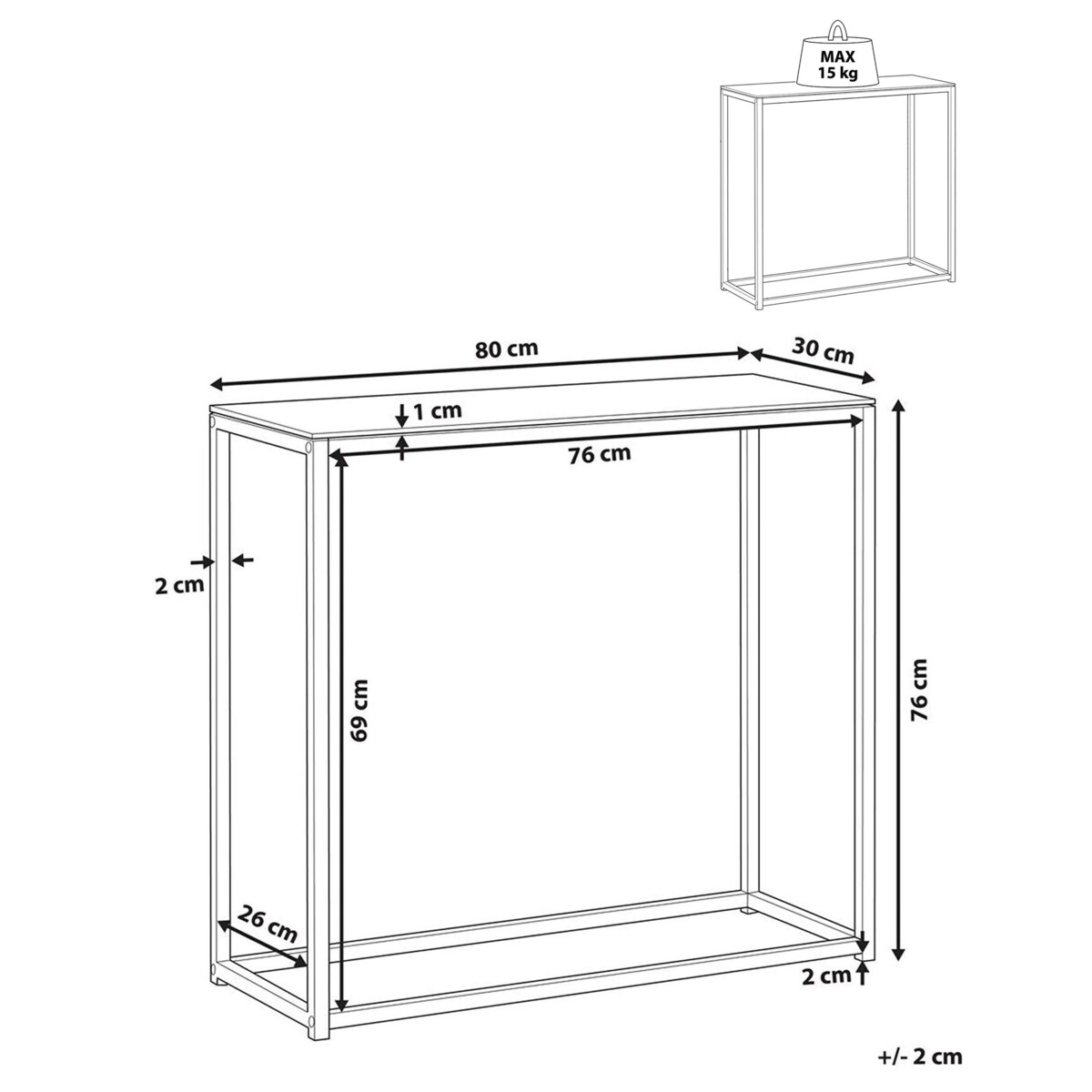 Konsola DELANO Szkło hartowane Marmur/ czarny