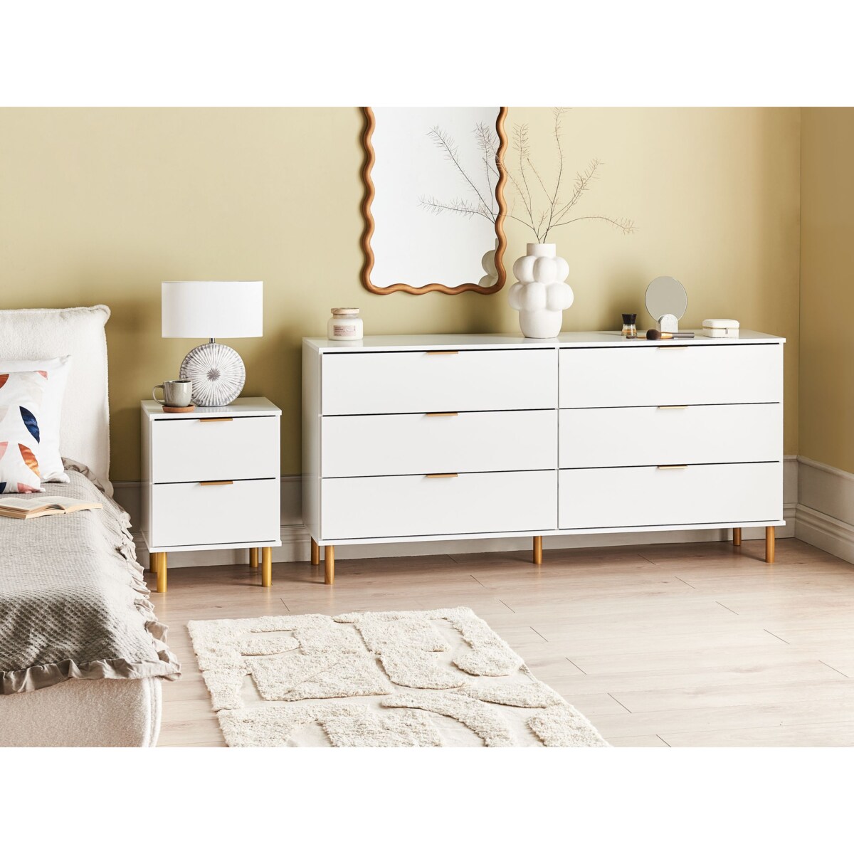 Szafka nocna 2 szuflady Biały WALPOLE