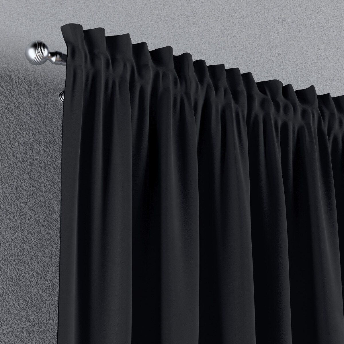 Zasłona na kanale z grzywką 1 szt. 130x245 czarny