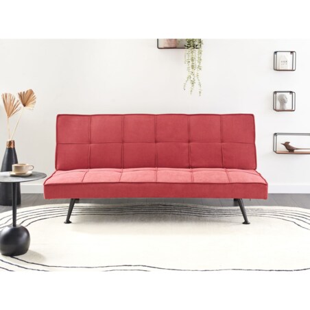 Sofa rozkładana HASLE Czerwony Tkanina
