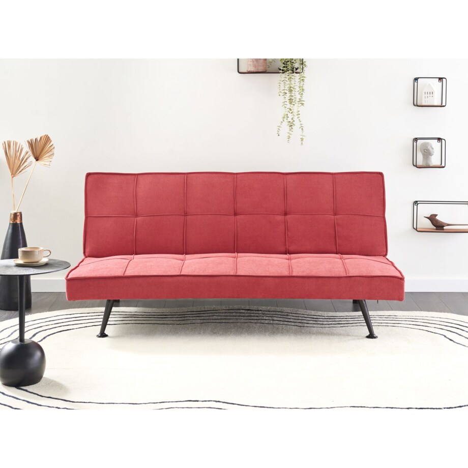 Sofa rozkładana HASLE Czerwony Tkanina