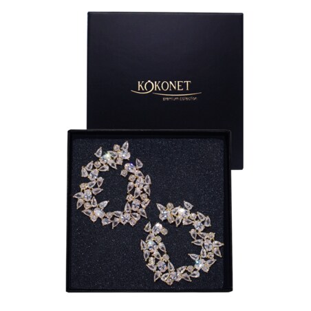 Kolczyki duże złote ślubna biżuteria piękne kryształki błysk JAKOŚĆ top