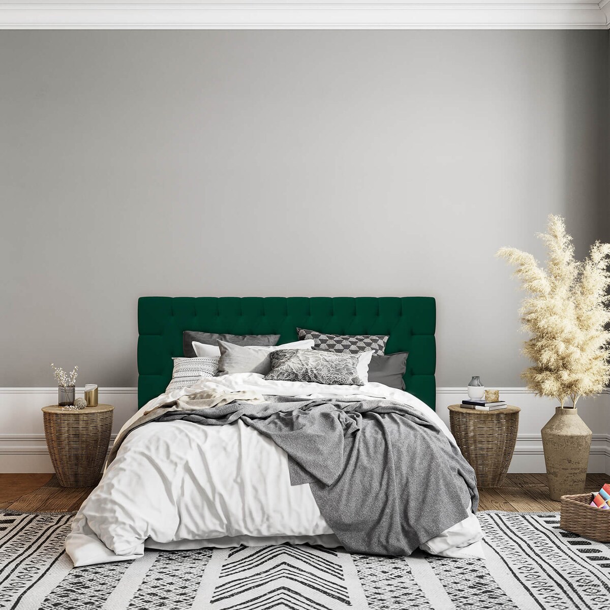 Łóżko kontynentalne ANNETTE 200x200 z pojemnikiem, Butelkowa Zieleń, tkanina Magic Velvet 2225