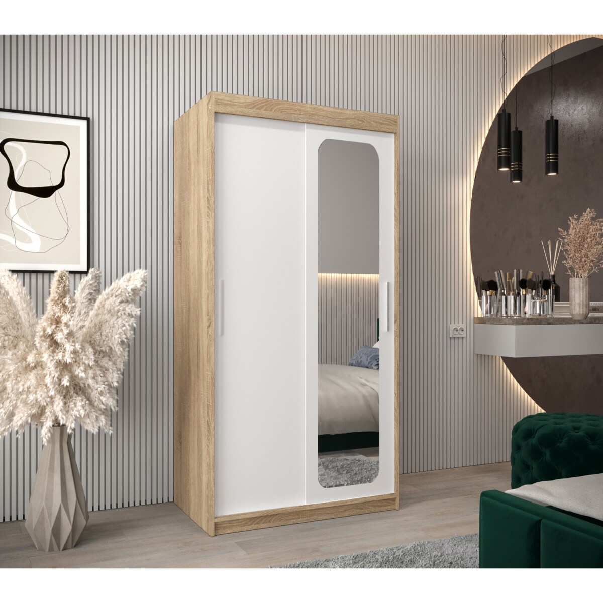 Szafa przesuwna Garderoba PROMO T2 100 sonoma/biały