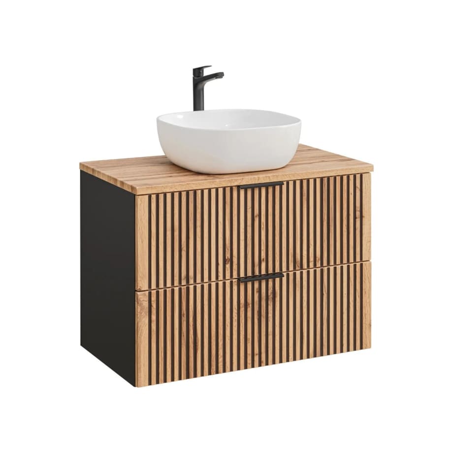 Szafka pod umywalkę XILO BLACK WOTAN 82 80cm czarna/dąb