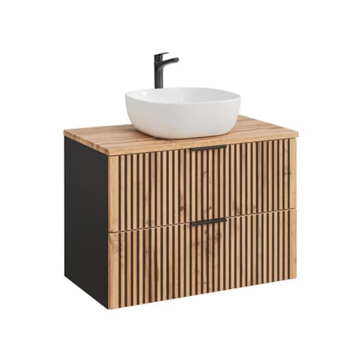 Szafka pod umywalkę XILO BLACK WOTAN 82 80cm czarna/dąb