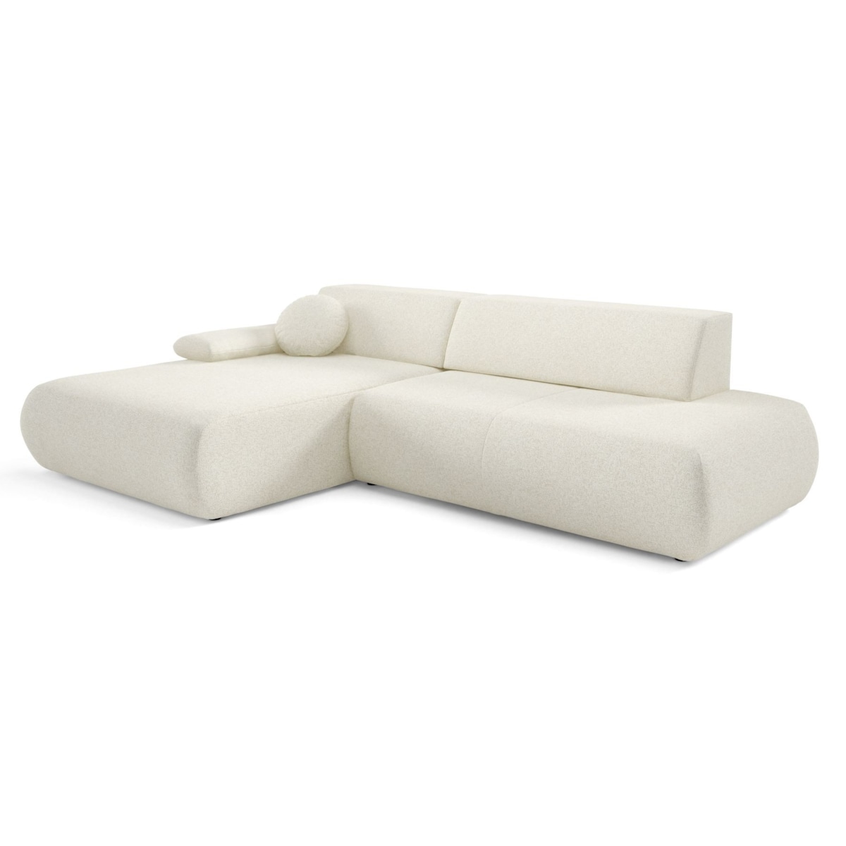 Narożnik rozkładany PENTI z pojemnikiem na pościel, lewy, ecru