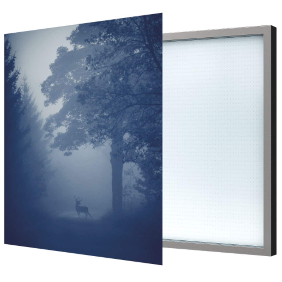 OBRAZ PODŚWIETLANY LED JELEŃ ramka srebrna ELEGANCE SLIM 50x70 cm + zasilacz