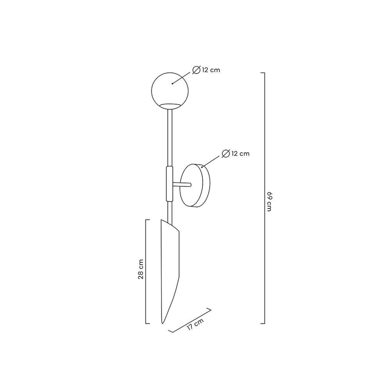 Lampa ścienna LUCCA złota 69 cm