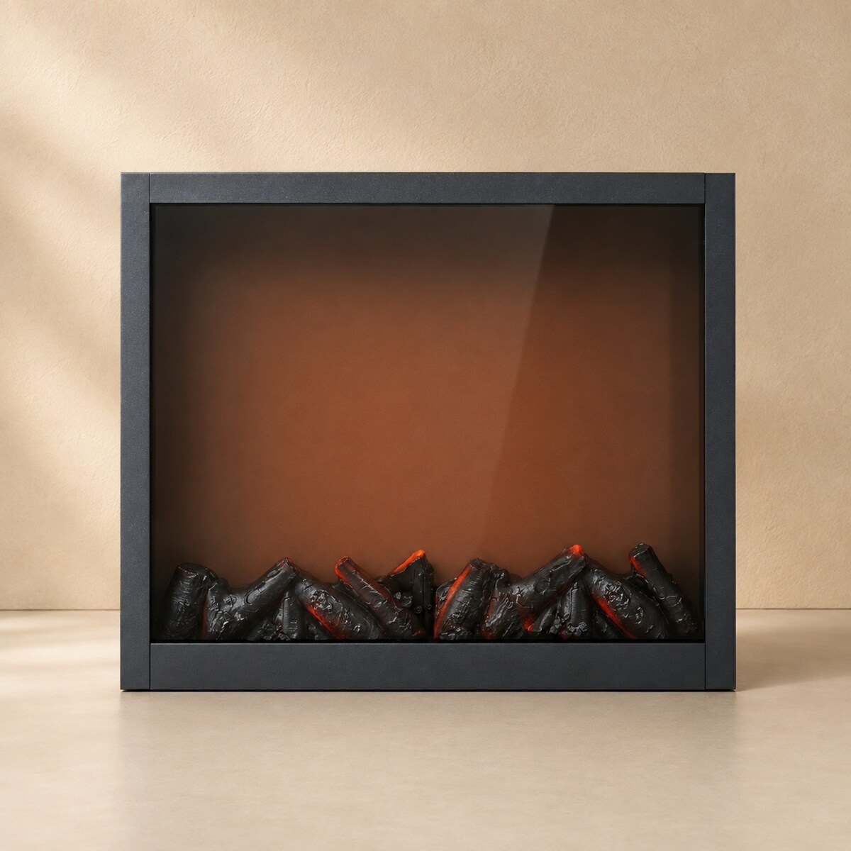 Kominek dekoracyjny LED, metalowy, 10 x 41 x 35 cm, kolor czarny