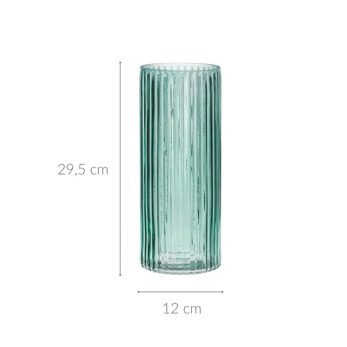 Wazon szklany prążkowany RIPIGITA 29,5x12 cm zielony
