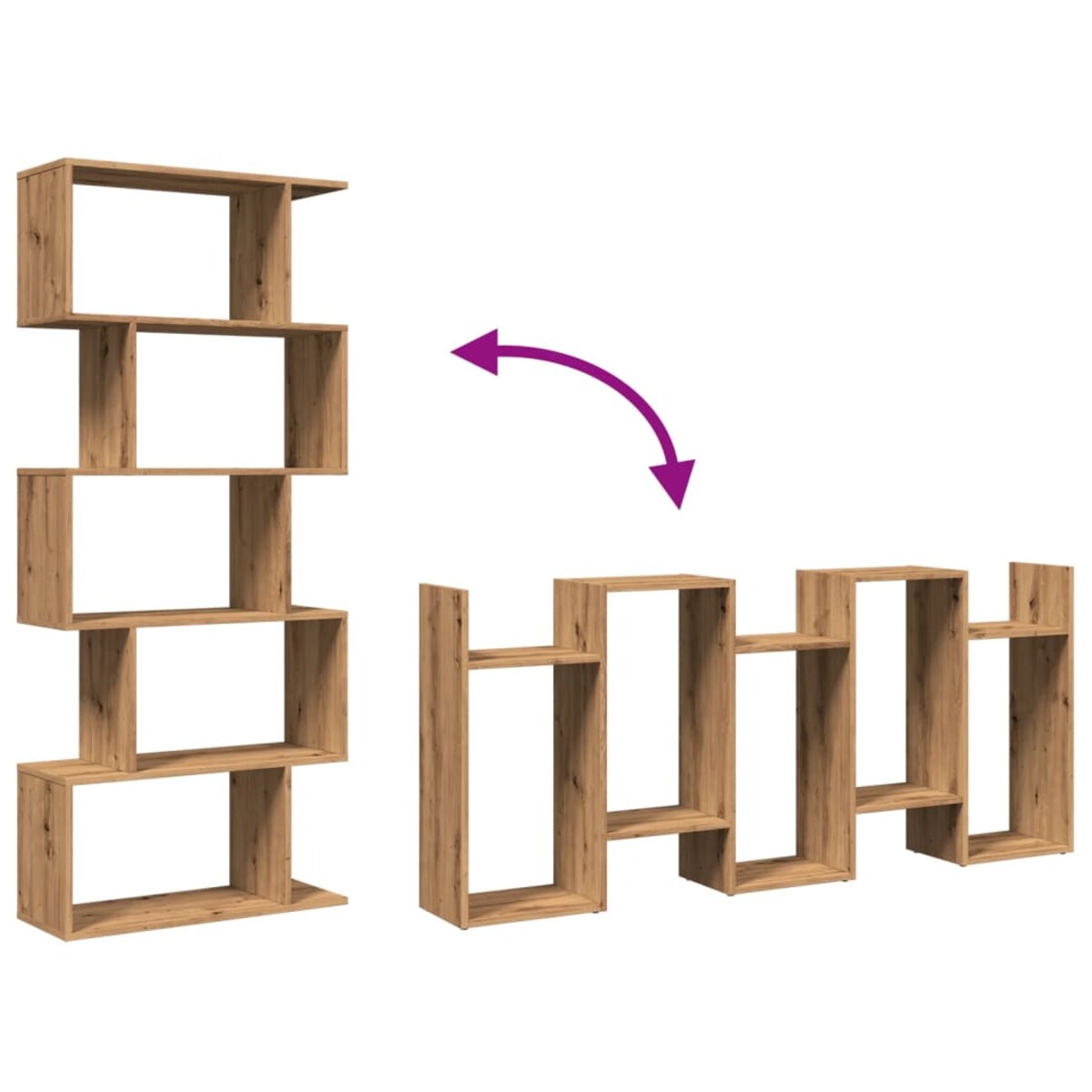 vidaXL Regał przegroda, 5 poziomów, dąb artisan, 70x24x161 cm