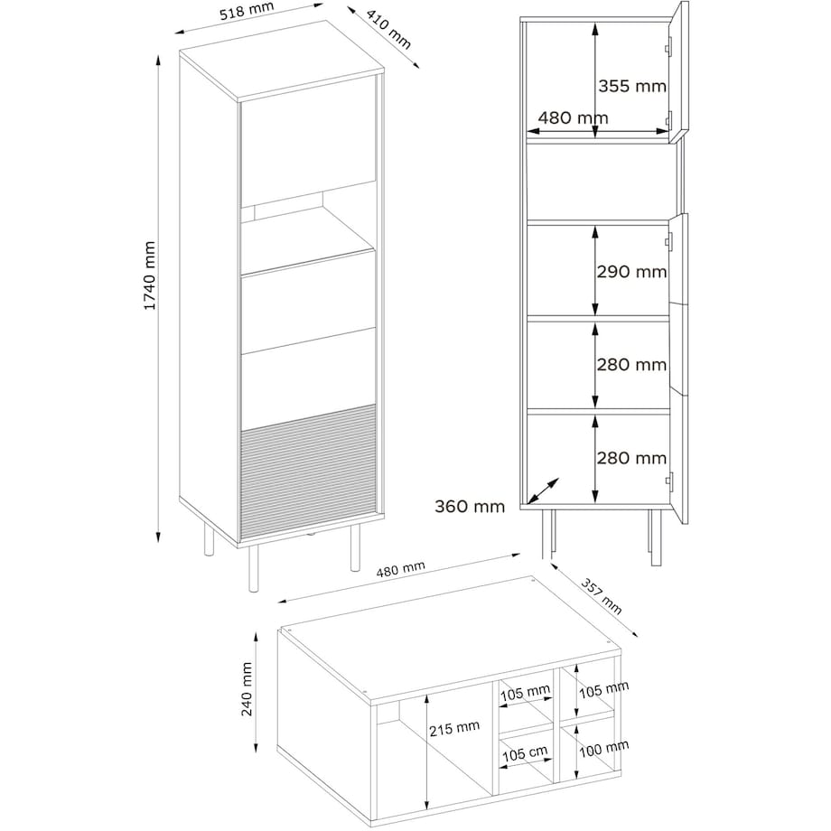 KONSIMO LOFTY Regał loft na wysokich nogach