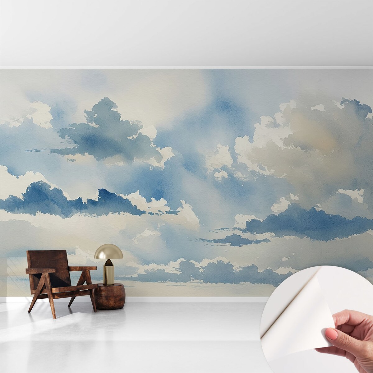 Fototapeta samoprzylepna 416x254 cm - Niebiańskie obłoki, tapeta ścienna niebieska