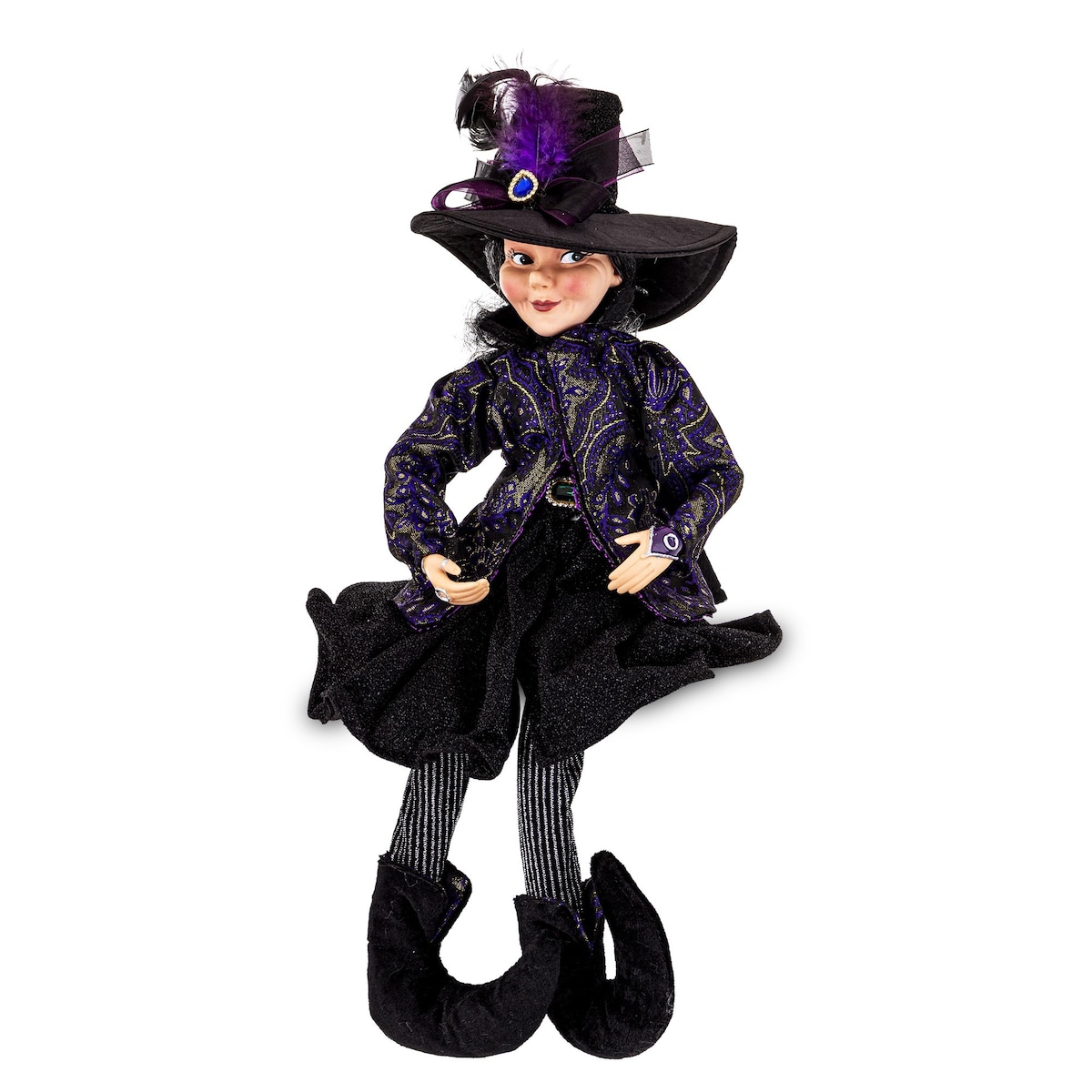 Dekoracja - figurka czarownicy 47x21x15 cm HEXA-6 czarno-fioletowa